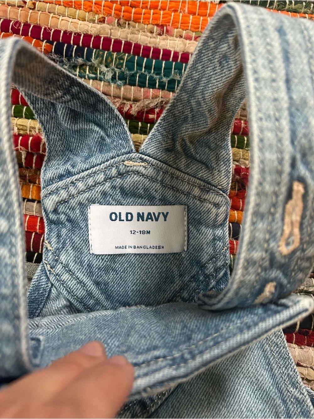 Old Navy Light Blue Denim Heart Romper Overalls 12-18 MOS